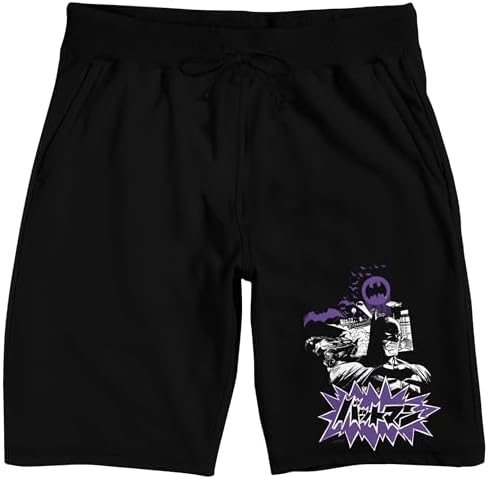 Batman Classic Bat Logo Men's Black Drawstring Sleep Pajama Shorts